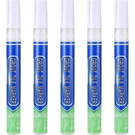 Stylo de réparation étanche (5 pièces) pour joints blancs, carrelages muraux, joints de sol, cuisine, salle de bain (1/4)