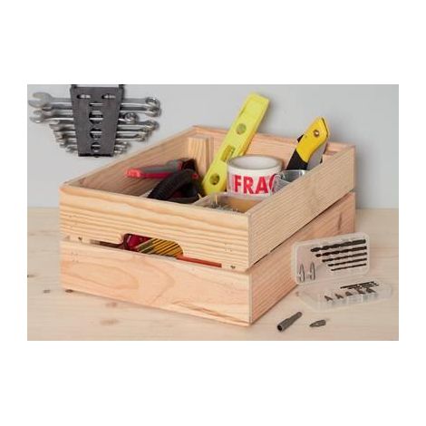 SANS MARQUE Caisse en pin brut Creabox, 30 x 20 x 15 cm (1/3)