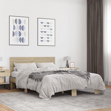 Bettgestell Sonoma-Eiche 140x200 cm Holzwerkstoff und Metall (1/5)