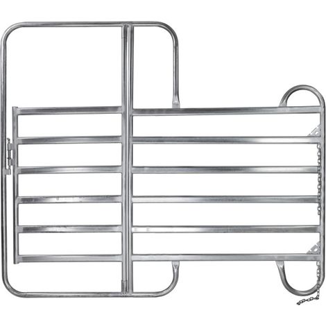 Dema – Barrière de prairie avec portail – Clôture acier galvanisé – Hauteur 220 cm – Montage rapide avec chaînes – Dimensions passage 630 x 212 cm