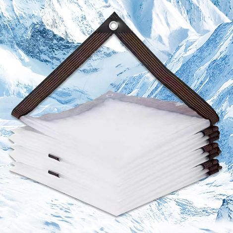 Bâche transparente d'extérieur 4 x 8 m, imperméable, transparente, résistante aux UV à 95 %, indéchirable, protection solaire pour jardin et terrasse, blanche (1/5)