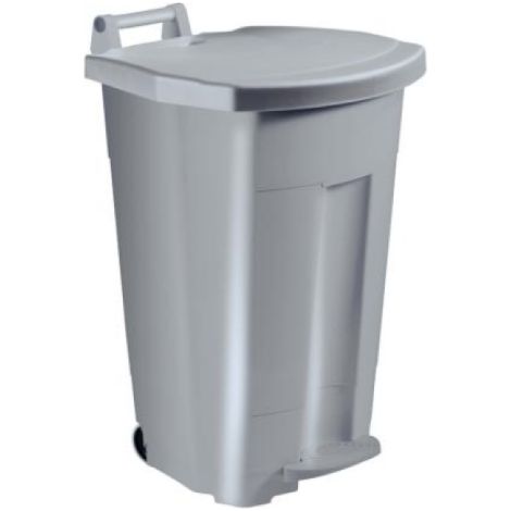 Poubelle mobile à pédale Boogy - 90l - gris / gris (1/3)