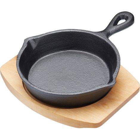 MasterClass KitchenCraft Artesà Kleine Pfanne of Gusseisen, rund, Maße 17 x 13 cm - Schwarz/Beige