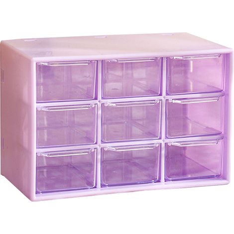 Boîte De Rangement - 9 Tiroirs Amovibles - En Acrylique Transparent - Pour Bureau Maison Atelier - 18 X 10 X 12 Cm (1/5)