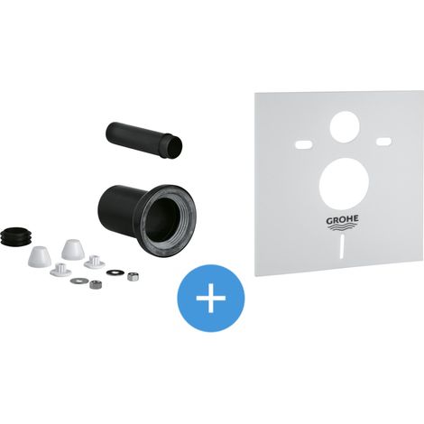 Grohe – Garniture de raccordement pour WC suspendu 37311K00SET – Isolation phonique – Tube d'alimentation Ø 45 mm – Manchon d'évacuation Ø 90 mm