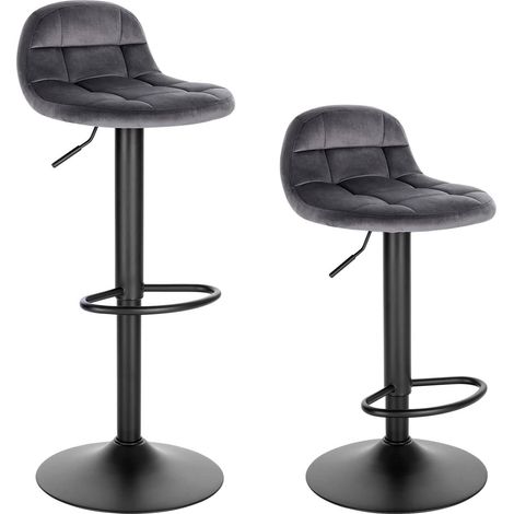 WOLTU Set di 2 Sgabelli da Bar Coppia Sedie Cucina Alta in Metallo Grigio Scuro (1/5)