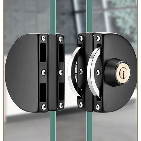 Serrure de porte en verre sans perçage – Acier inoxydable – Plaque d'acier à quatre couches – Pour verre trempé 10-12mm (1/5)