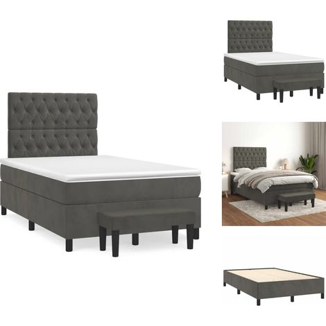 Boxspringbett mit Matratze Dunkelgrau 120x190 cm Samt - Samtbett - Boxspringbett - Doppelbett - Bettauflage - Nachttisch (1/5)