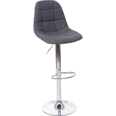 Tabouret de bar HWC-A67, tabouret de bar comptoir - tissu/textile gris, pied chromé (1/5)
