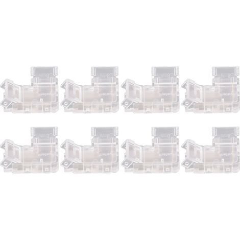 Packung mit 8 professionellen, transparenten 2-Pin-COB-Steckverbindern (8 mm, L-förmig) für COB-LED-Streifen (1/5)