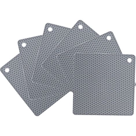 Lot de 6 dessous de plat en silicone, carrés, gris, antidérapants (1/5)