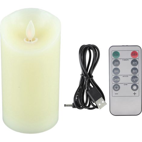 Bougie LED Rechargeable Sans Flamme Télécommandée Effet Dansant Réaliste en Cire de Paraffine Haute Luminosité Décoration Intérieure (1/5)