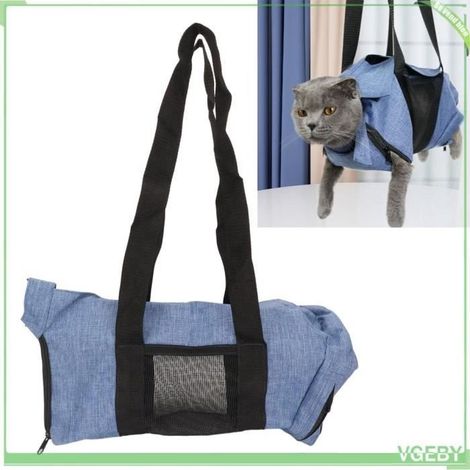 Sac de Bain pour Animaux de Compagnie Cou Réglable Doublure Imperméable Sac de Toilettage Respirant pour Chat (1/4)