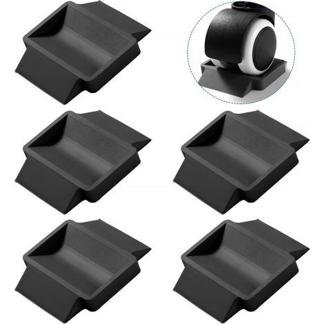 Set mit 5 Gummifüßen, Bodenschonern und Untersetzern für Rollwagen, schwarz (1/4)