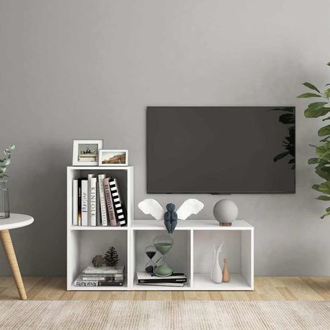 vidaXL Muebles de salón 2 pzas madera ingeniería blanco 72x35x36,5 cm (1/5)