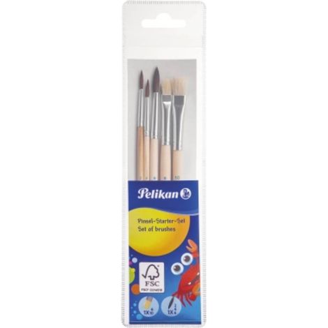 Pelikan 718163 Pennello per colori a olio e acqua 5 parti Dimensione pennello: 2, 4, 6, 10 (1/4)