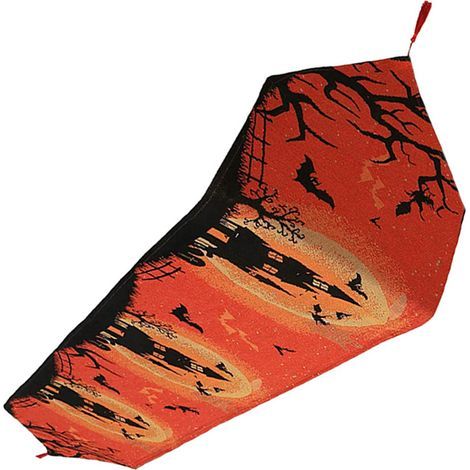 Tischläufer aus Baumwolle und Leinen für Halloween-Dekorationen, Esstisch, 33 x 180 cm (1/5)