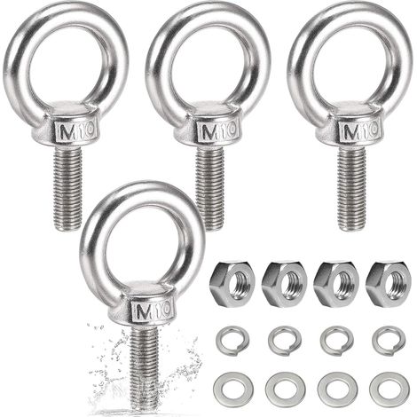 Boulons Acier Inoxydable 304 M10 levage, Vis anneau Inox Rondelle Écrou (1/5)