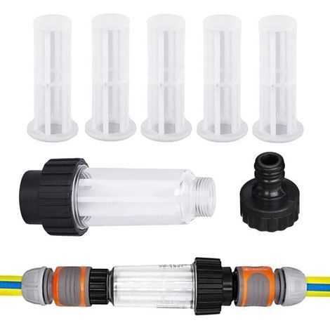 Filtre Tuyau Arrosage - 7 Pièces - Raccord 3/4 Pouces - Pour Pompe Jardin et Nettoyeur Haute Pression - Filtre Eau (1/5)
