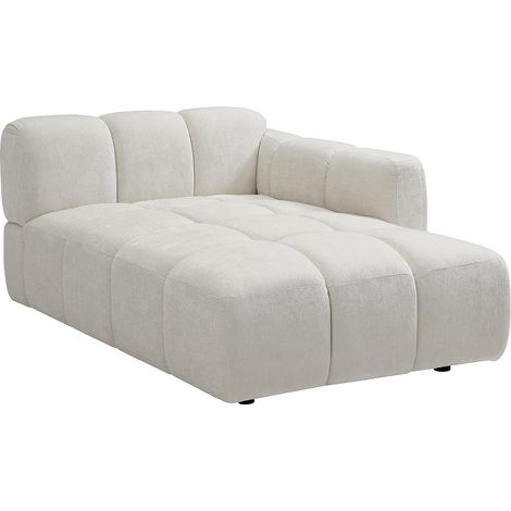 Chaise longue destra in tessuto testurizzato bianco avorio - CARLIVI