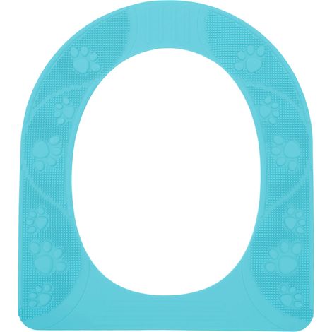 Housse de siège de toilette universelle quatre saisons en silicone lavable et antidérapante, bleu ciel