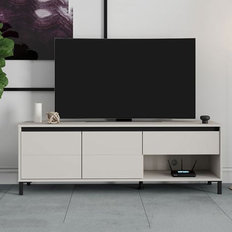 Fernsehtisch Corciano, eine Schublade, 2 Regale, 2 Türen, 151x40x52h cm Cremeweiß (1/5)