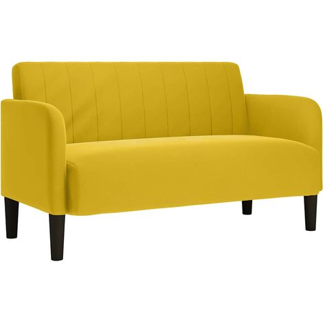 Divano Sofa Divanetto Giallo 109 cm in Velluto (1/5)