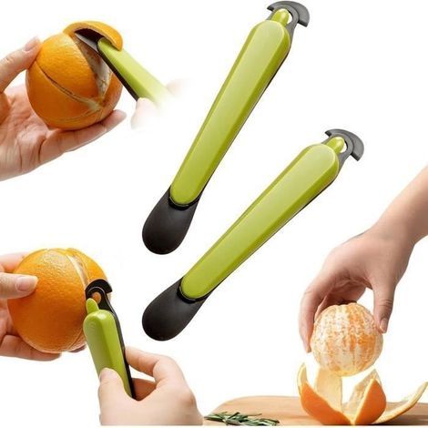 10-teiliges multifunktionales Küchen-Obstschälwerkzeug, Orangenschäler, Mehrzweck-Obstschäler, tragbar, faltbar, aus Edelstahl (1/4)