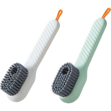 Spazzola per la pulizia multifunzionale - con dispenser di sapone - Spazzola per scarpe con liquido pre-riempito - Spazzola morbida per la pulizia di casa, lavanderia, bagno e cucina - (Set da 2)