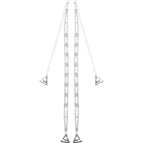 Elegant and subtly charming support straps that relieve shoulder pressure, made of silver metal and rhinestones, for strapless dresses (1/5)