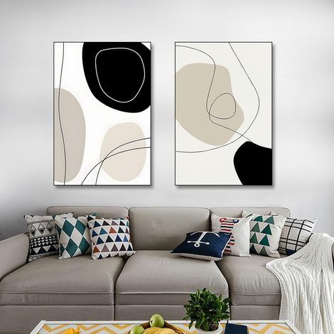 Poster de ligne abstraite géométrique moderne - Set de 2 - Pour salon, chambre à coucher - Sans cadre - A, 30 x 40 cm x 2