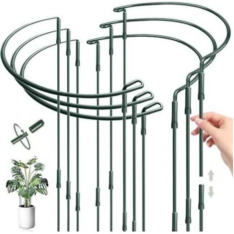 Tuteur Pivoine, Demi Cercle, 6PCS 25 60CM, Rond, Supports de Plantes Réglables, Anneau Support Jardin pour Pivoines Hortensias Roses Légumes Tomates - (1/5)