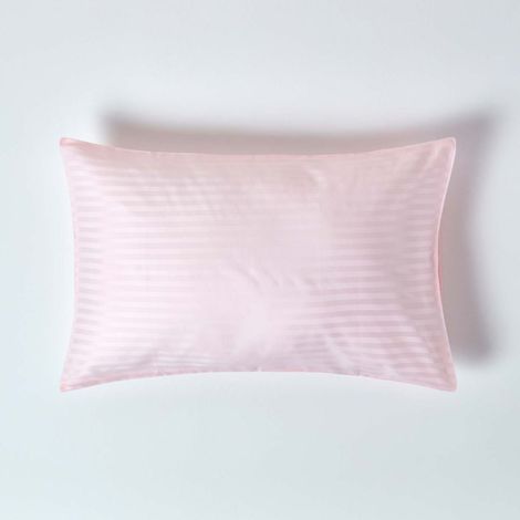 HOMESCAPES Pink Egyptian Cotton Satin Stripe Housewife Pillowcase 330 Thread Count - Pink