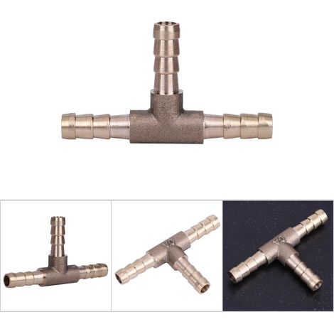Raccord en T en Laiton 3 Voies pour Tuyaux Carburant Air Comprimé Huile Gaz 6mm (1/5)