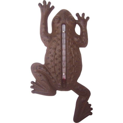 Esschert Design – Thermomètre de jardin grenouille en fonte – Résistant aux intempéries – Affichage de -20°C à +50°C – Dimensions 24 x 12 x 1,6 cm (1/2)