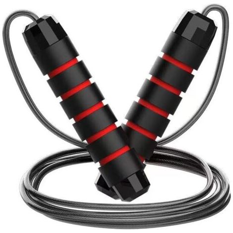 QORVA-Corde à sauter rouge de 3 mètres, réglable et à grande vitesse, avec roulements, pour la remise en forme et la perte de poids.