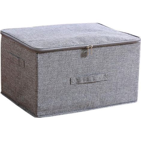 Set mit 2 faltbaren Aufbewahrungsboxen mit Reißverschluss, große Größe, grau (1/5)