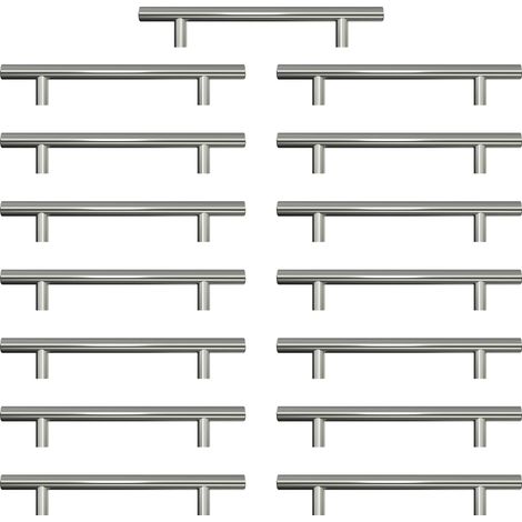 Poignee Meuble Cuisine 128 MM Argenté Lot 15 Acier Inoxydable Brossé – Perçage des Trous (1/5)