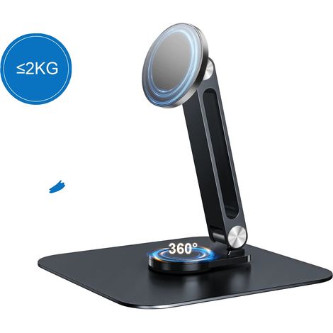 Supporto girevole a 360°, compatibilità universale, colore nero. (1/2)