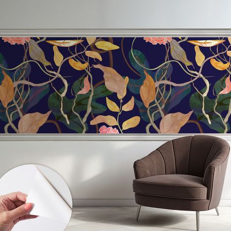Carta da parati adesiva - lavabile - decorazione murale - per cucina - pellicola decorativa Eleganza vegetale 250x104 cm (1/5)