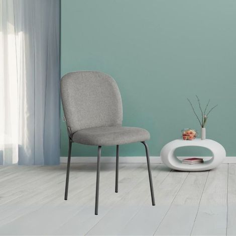 Sedia imbottita Turi in tessuto grigio set 4 pezzi