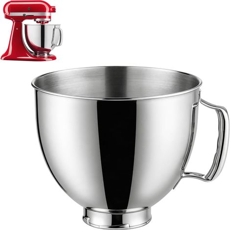 Bol mélangeur en acier inoxydable, compatible avec les batteurs KitchenAid des séries Artisan et Classic de 4,5 à 5 pintes (QT). (1/5)