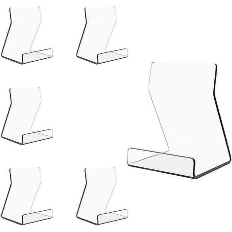 Présentoir vertical en acrylique, lot de 6 supports transparents de 10 cm (4 pouces) avec chevalet pour cadres photo, idéal pour la maison, le bureau, l'école ou les magasins. (1/5)