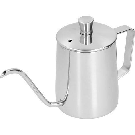 350-ml-Kaffeekessel aus PTFE mit Deckel, Edelstahl 304, für Filterkaffee, geeignet für Zuhause und Büro, Edelstahlfarbe (1/5)