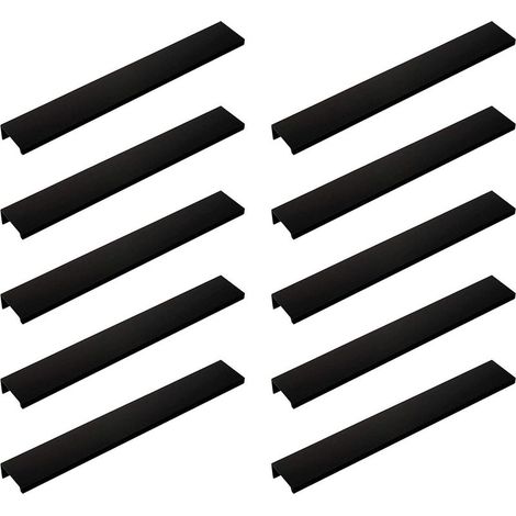 10 pièce Poignée Noir Poignée de Meuble Noir- Poignée Invisible Poignee de Meuble Cuisine Noir Poignée Meuble Noir poignée de porte cuisine intégré Entraxe 160mm