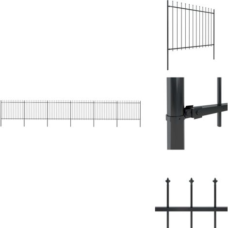 Gartenzaun mit Speerspitzen Stahl 10,2 x 1,5 m Schwarz - Gartenzaun - Stahllzaun - Metallzaun - Zierzaun - Sicherheitszaun (1/5)