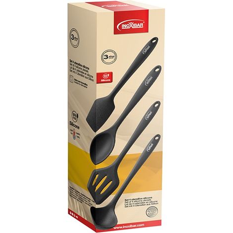 USTENSILES DE CUISINE EN SILICONE NOIR 4 PCS