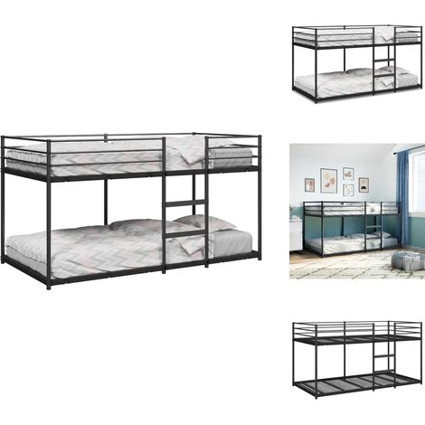 Lit superposé sans matelas noir 100x190 cm acier - Lit Superposé - Lits Superposés - Cadre De Lit - Lit Mezzanine (1/5)