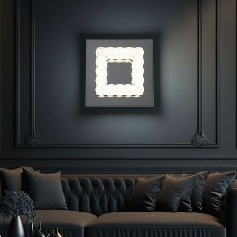 Lampada da parete lampada da parete lampada da camera da letto LED cristalli faretto da parete cromato, acrilico, 1x LED 6W 520Lm 3000K, LxPxH 18x18x9.6 cmcm