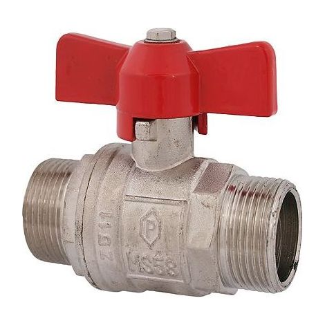 JS KUGELHAHN, VOLLER DURCHG, DN15 AGxAG1/2", 66MM, FLUEG-GR.ROT, VERN.